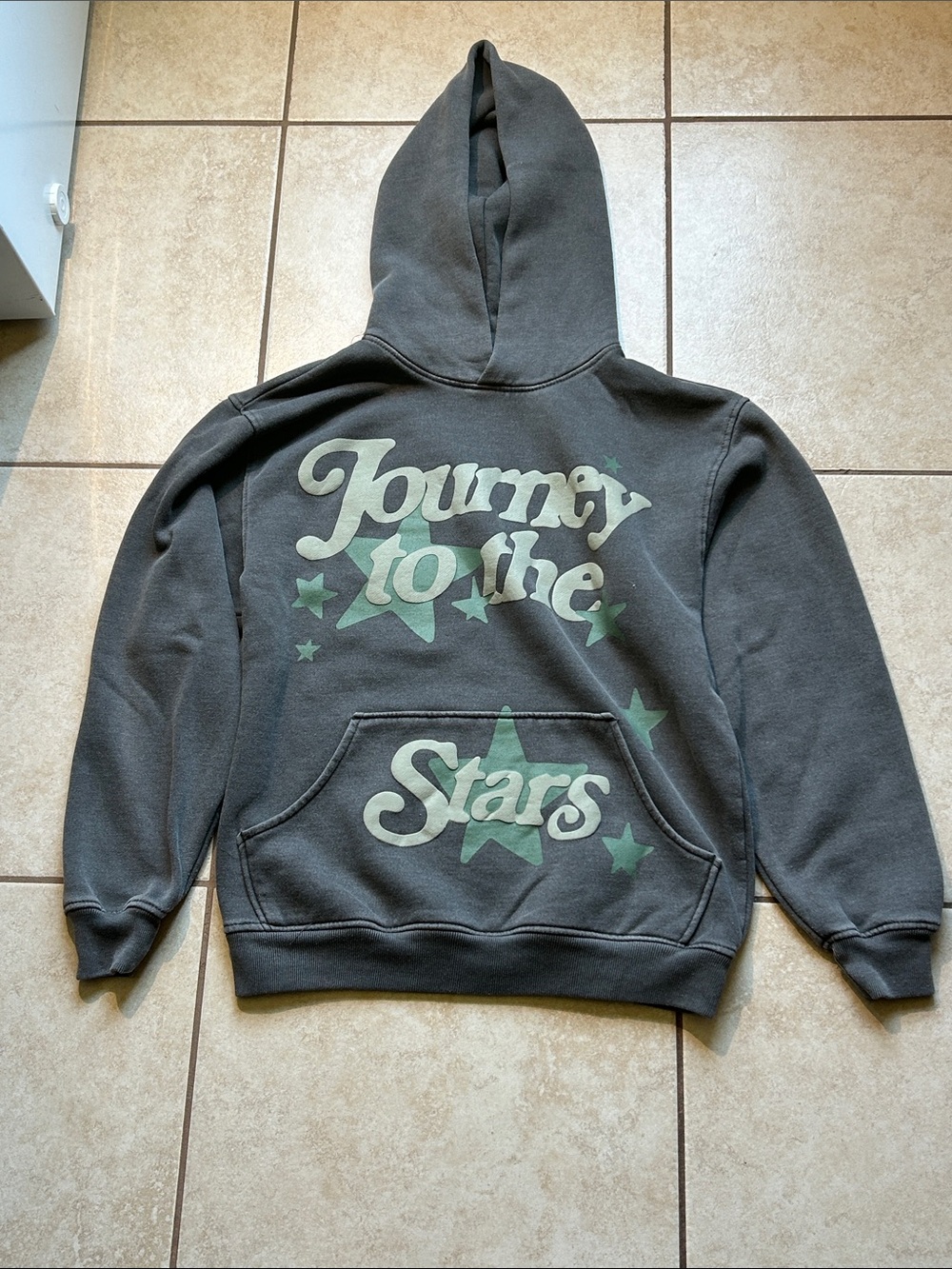 PacSun "Journey To The Stars" Puff Graphic Hoodie Washed Black Men's Size Small